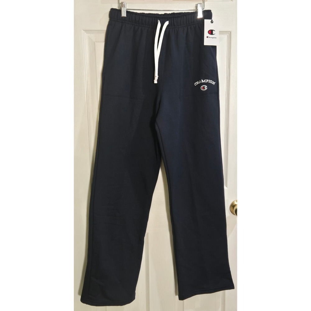 Champion Mens Powerblend Open Bottom Fleece Sweatpants Navy Blue P2930 S